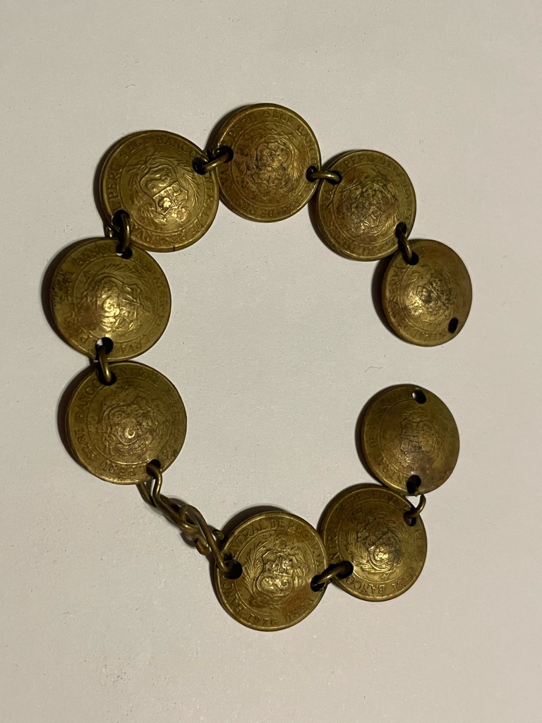 Vintage Peruvian Coin Bracelet 9181 30$